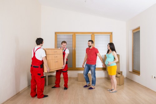 Packed moving boxes ready for house removals in Tottenhamgreen